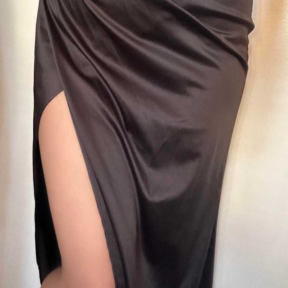 Timeless Black Satin Corset Strapless Dress - image 3