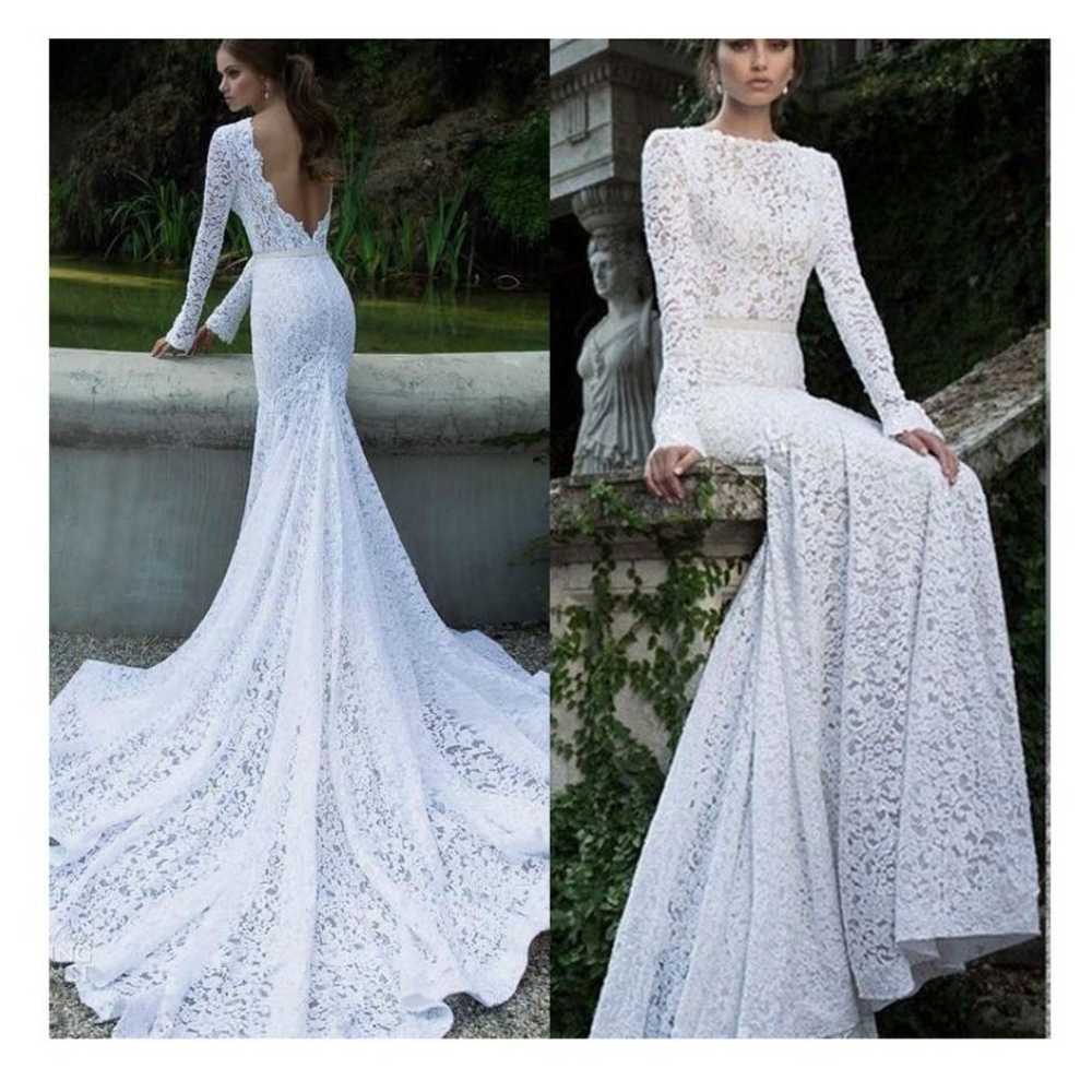 Romantic Lace Bateau Long Sleeve Dress - image 1