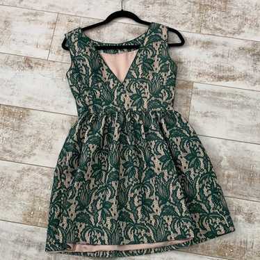 Zara Green Floral Lace Mini Dress Medium - image 1