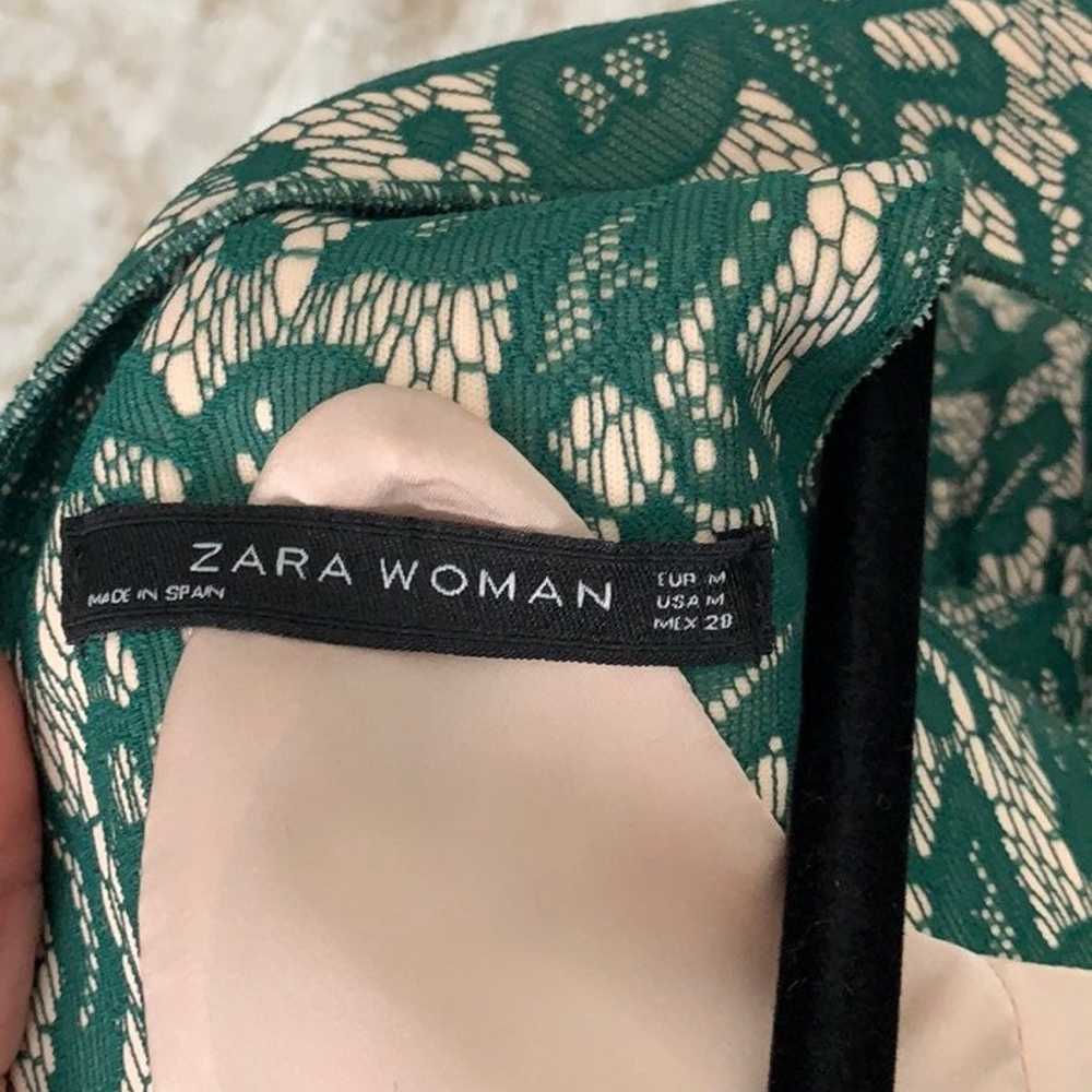 Zara Green Floral Lace Mini Dress Medium - image 2