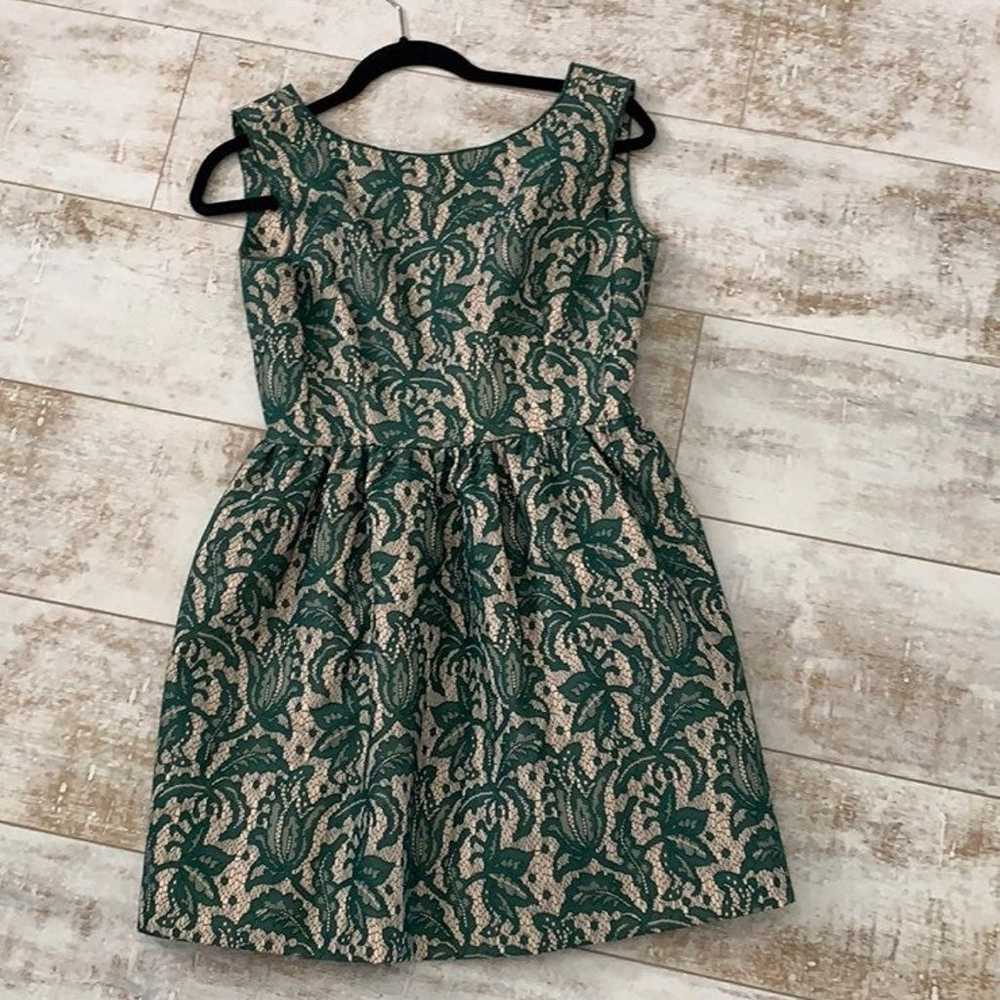 Zara Green Floral Lace Mini Dress Medium - image 3