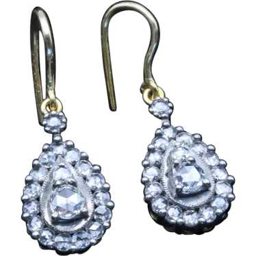 Antique Victorian diamond earrings 18k gold, silve