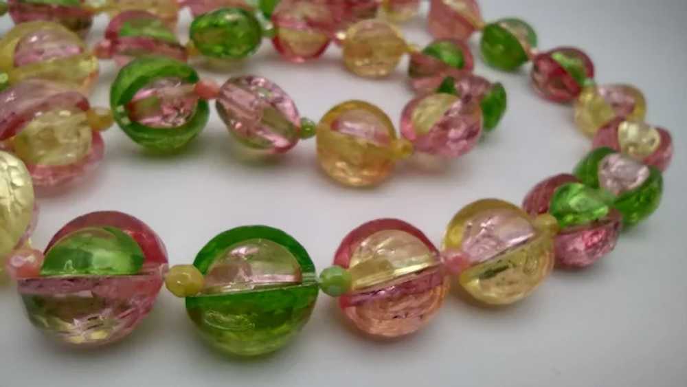 Yellow green pink plastic translucent pastel bead… - image 2