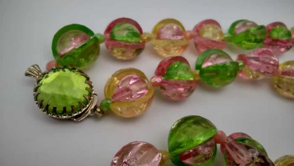 Yellow green pink plastic translucent pastel bead… - image 3
