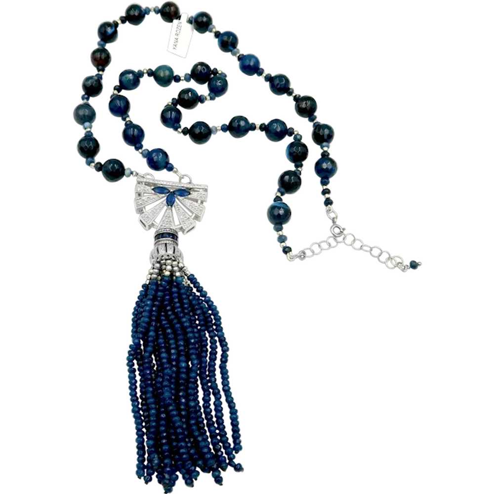Handcrafted Blue Agate and Spinel Sotoir Necklace… - image 1