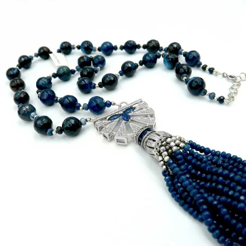 Handcrafted Blue Agate and Spinel Sotoir Necklace… - image 2