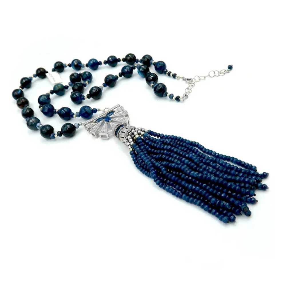 Handcrafted Blue Agate and Spinel Sotoir Necklace… - image 3