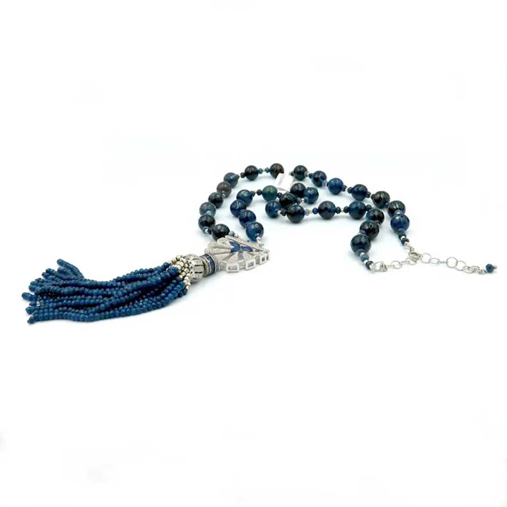 Handcrafted Blue Agate and Spinel Sotoir Necklace… - image 5