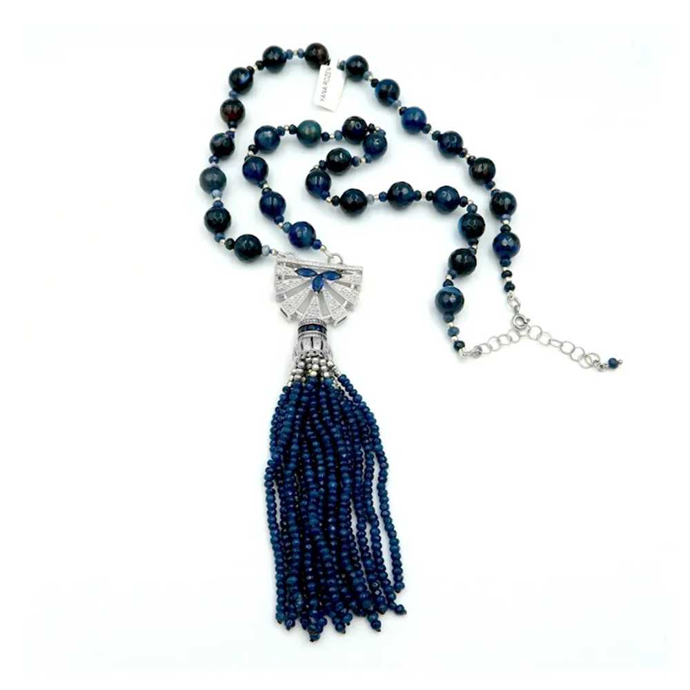 Handcrafted Blue Agate and Spinel Sotoir Necklace… - image 7