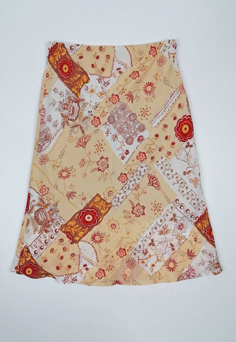 Vintage Y2K A-line Skirt Flowers Patchwork Print … - image 2