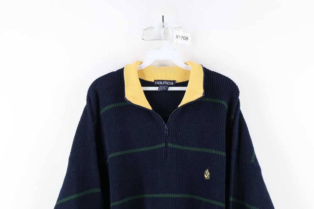 Nautica × Vintage Vintage 90s Nautica Knit Half Z… - image 2