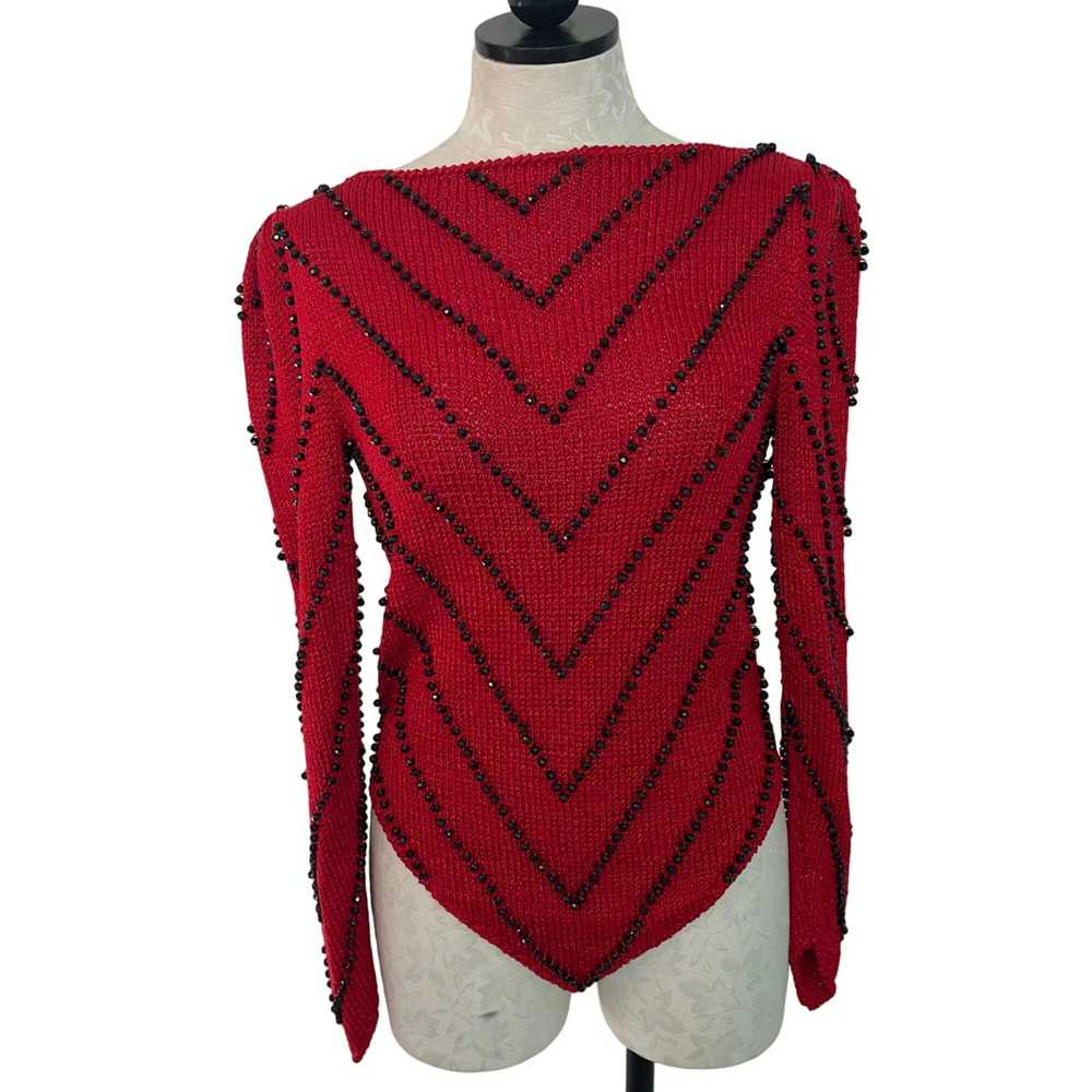 Vintage Vintage Womens Sweater Size Small Red Kni… - image 2