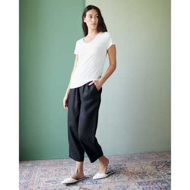 QUINCE Pants Womens XL Black European Linen Wide Leg High Rise Drawstring  NWT