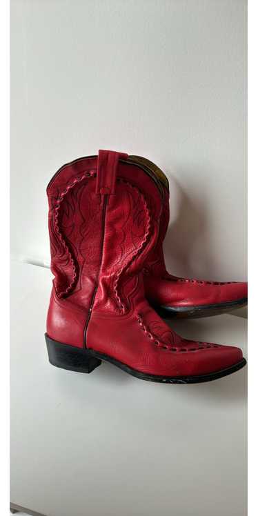 Vintage Red Leather Cowboy Boots