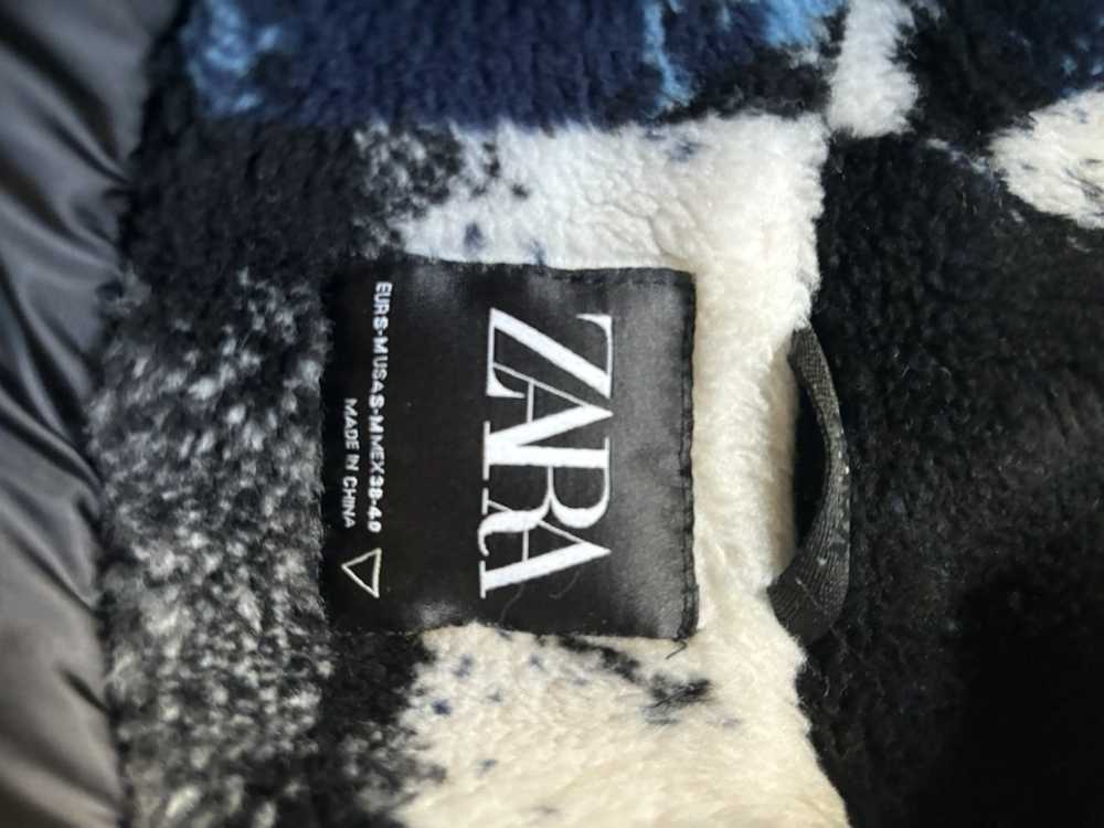 Zara Zara Blue Black White Fur Fleece Bomber Jack… - image 4