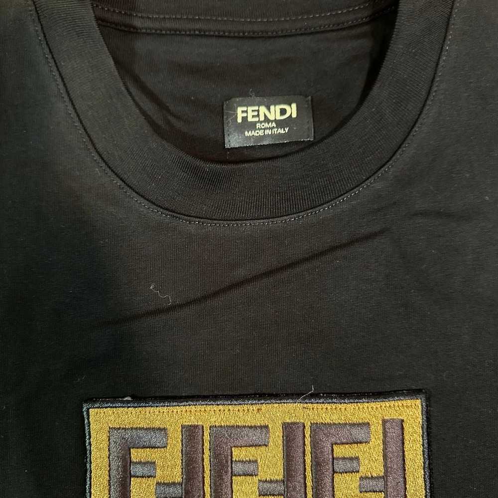 Fendi Black Cotton  FF Motif Mens T-shirt Size M - image 2