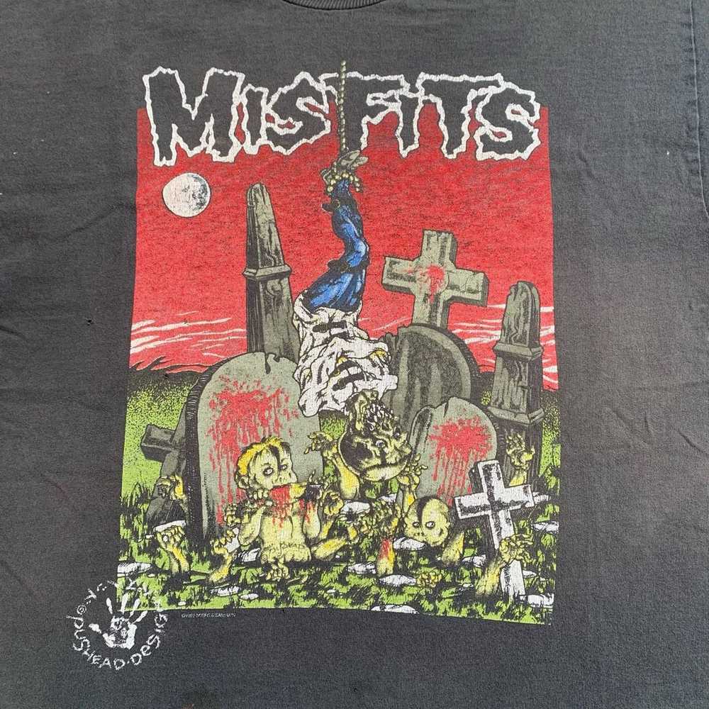 Vintage 1995 Pushead Misfits Band Tee Single Stit… - image 3