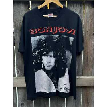 Vintage 90s  Bon Jovi T-shirt XL On Hanes Poly Co… - image 1