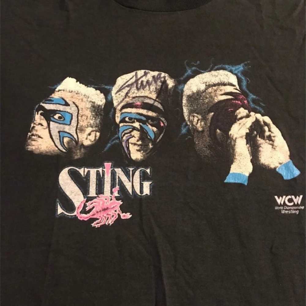 Rare Vintage Autographed WCW Sting Shirt - image 2