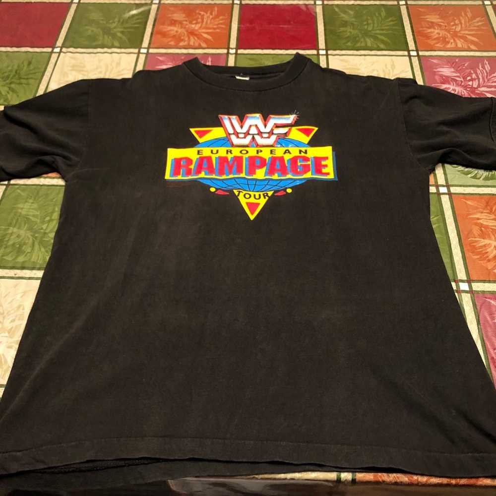 Men’s Vintage WWF European Rampage Tour Shirt Med… - image 1