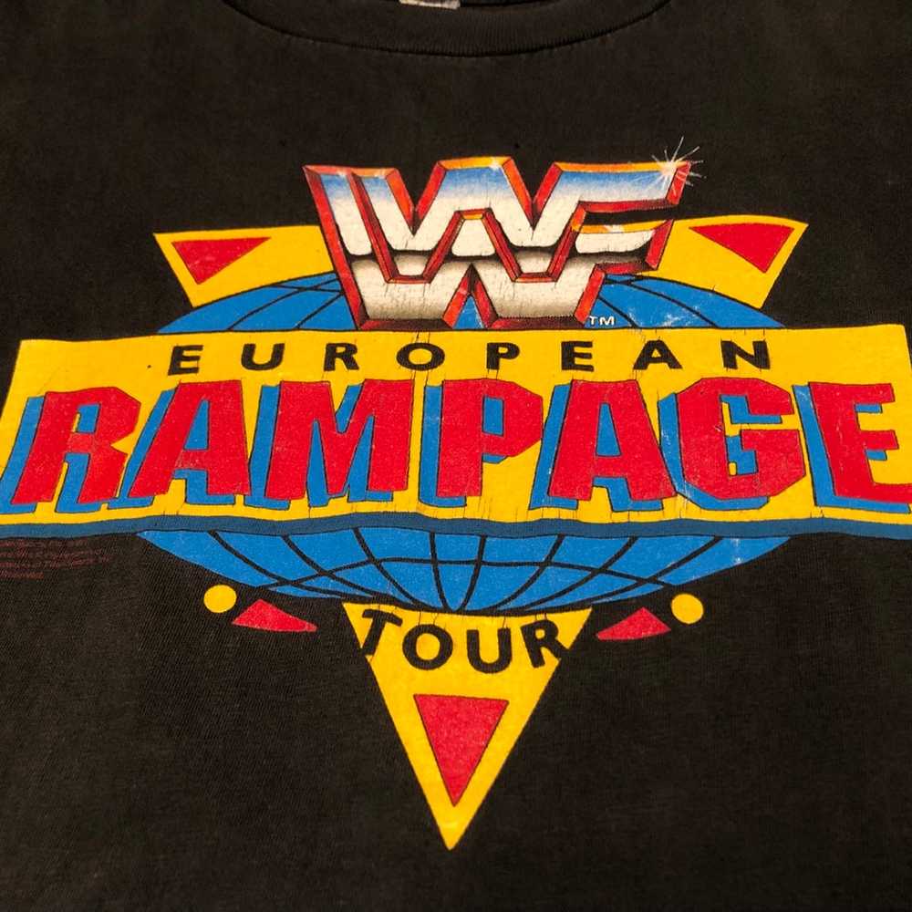 Men’s Vintage WWF European Rampage Tour Shirt Med… - image 2