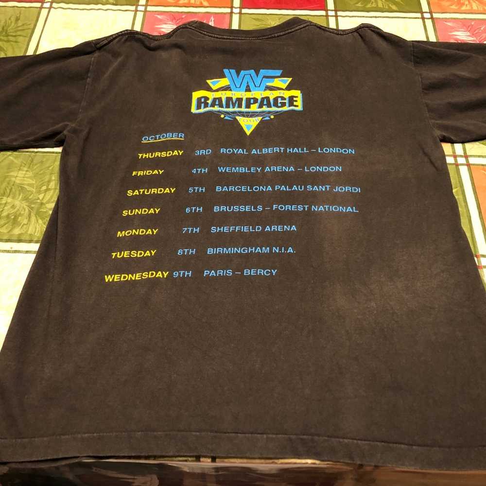 Men’s Vintage WWF European Rampage Tour Shirt Med… - image 9