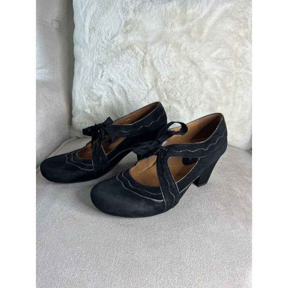 Earthies Sarenza Black Suede Leather Heel Shoes S… - image 3