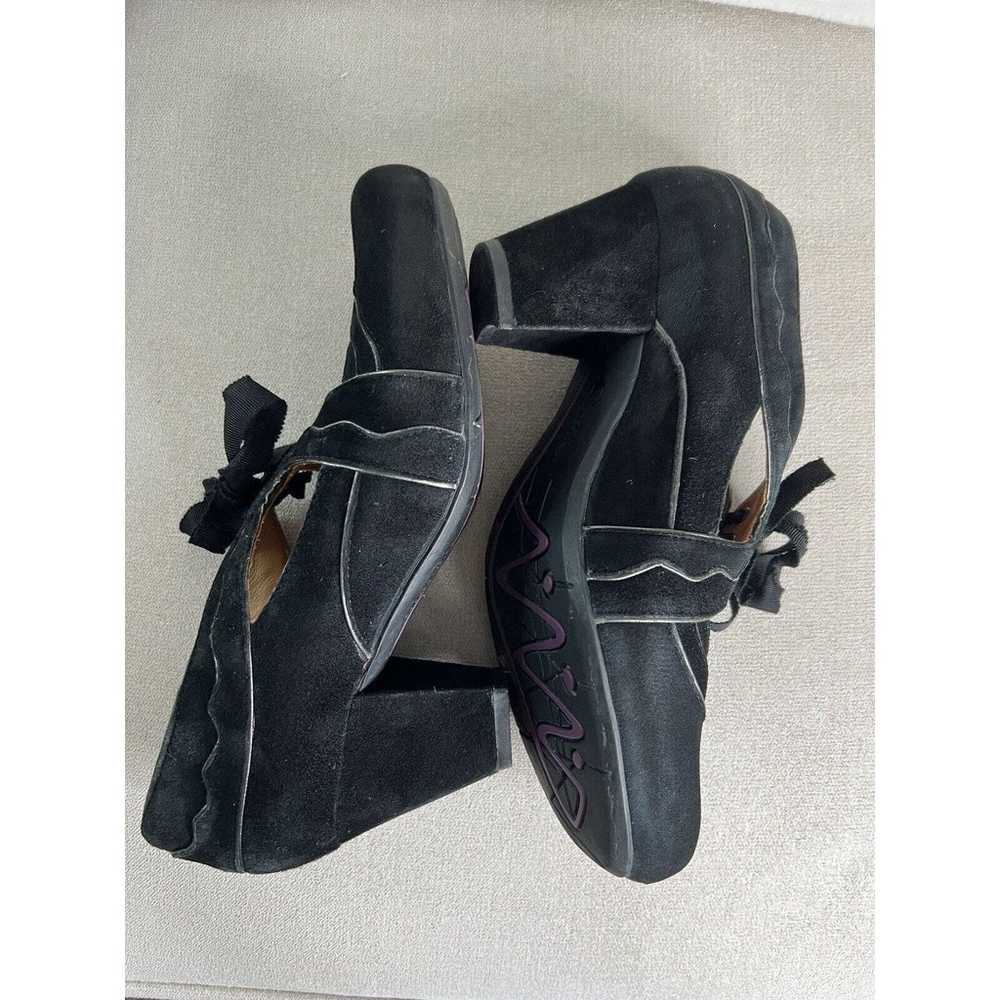 Earthies Sarenza Black Suede Leather Heel Shoes S… - image 5