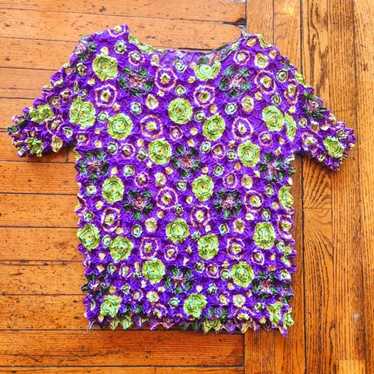 F.C. Tops Vintage Y2K Purple and Green Short Slee… - image 1