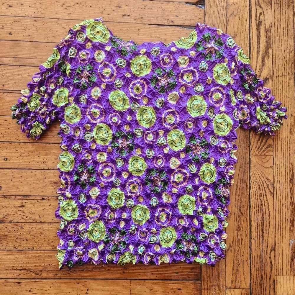 F.C. Tops Vintage Y2K Purple and Green Short Slee… - image 4