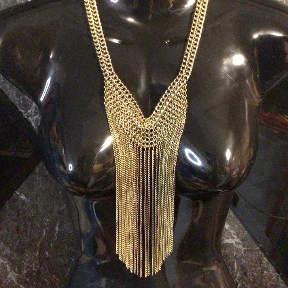 Gold tassels multiple strand gold-tone Egyptian r… - image 1