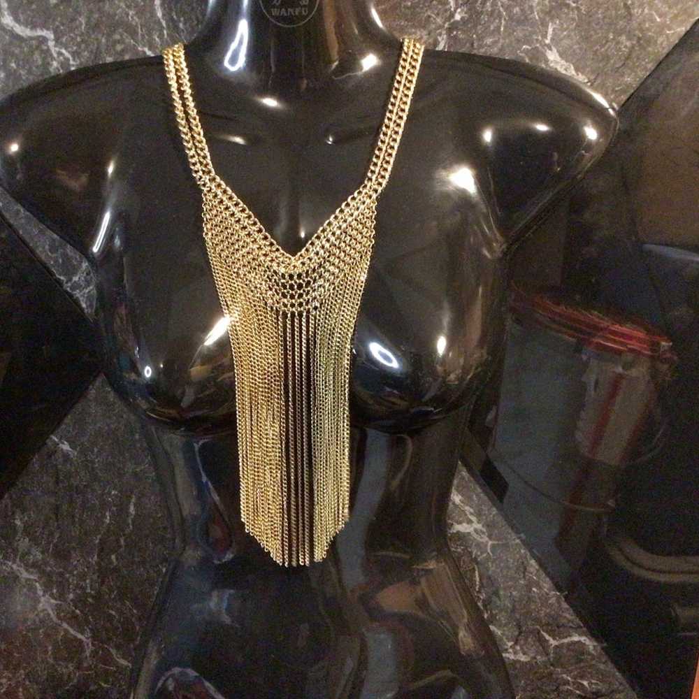 Gold tassels multiple strand gold-tone Egyptian r… - image 2