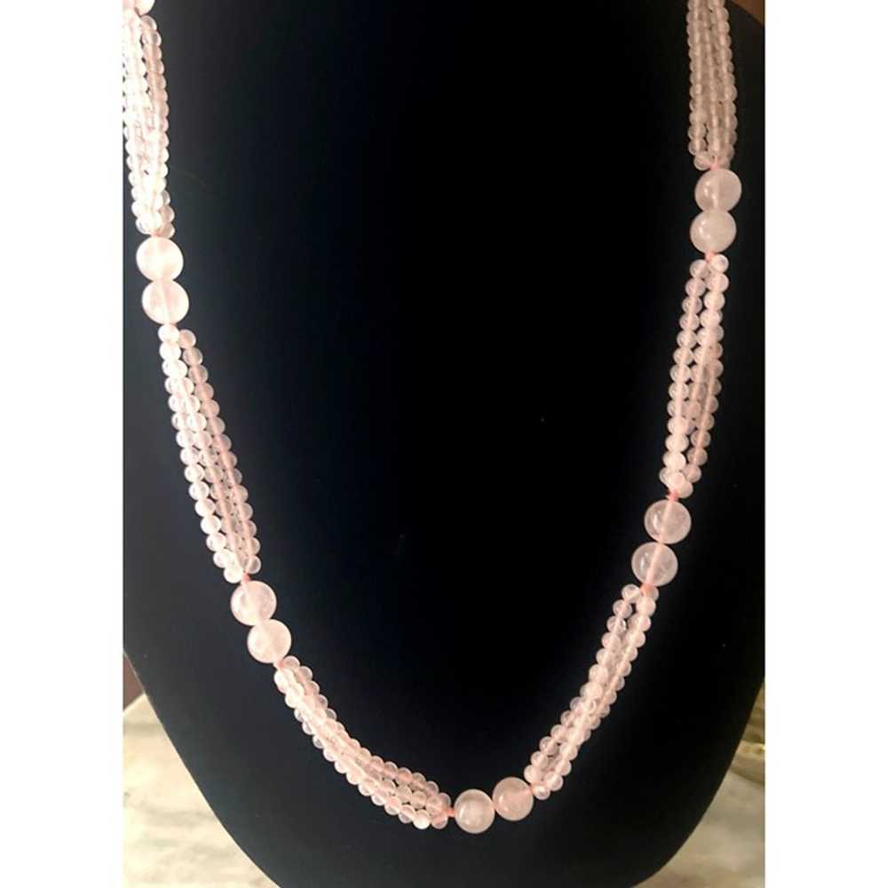 Beaded Necklace Gemstones Pink Jadeite Tourmeline… - image 1