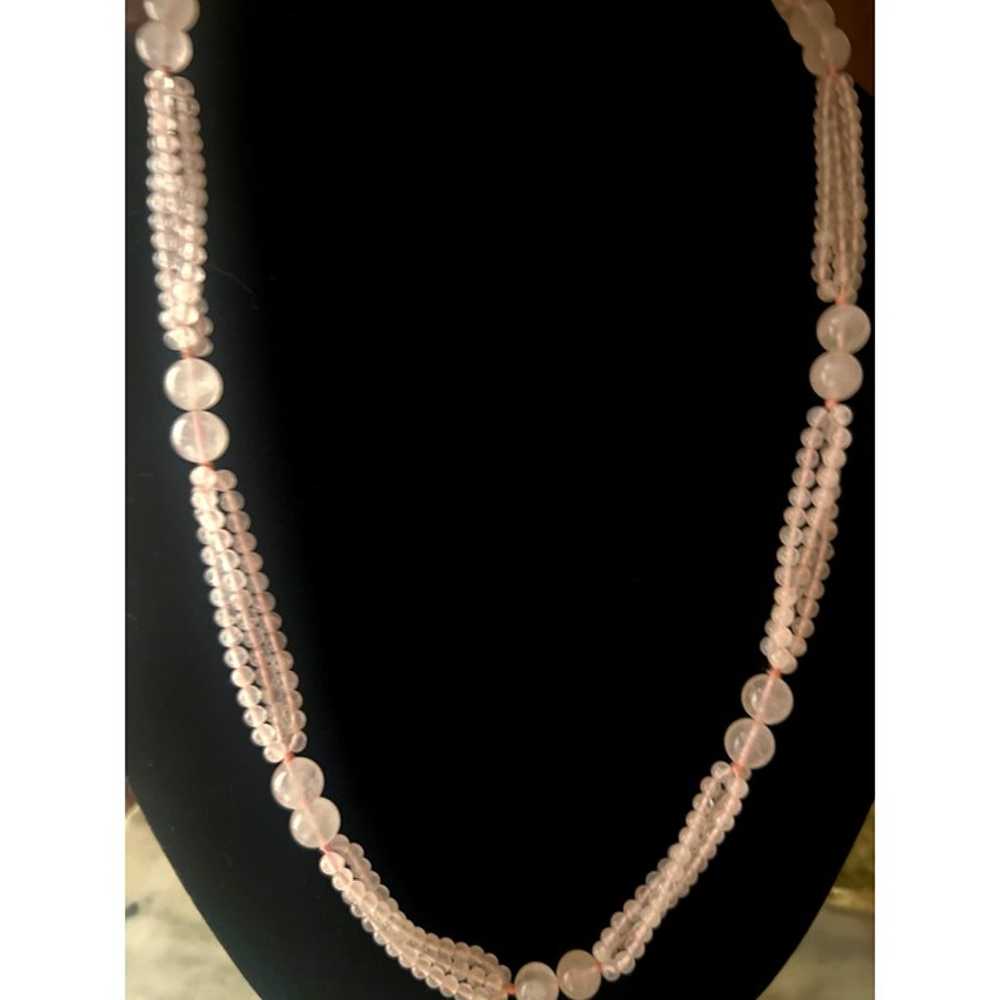 Beaded Necklace Gemstones Pink Jadeite Tourmeline… - image 3