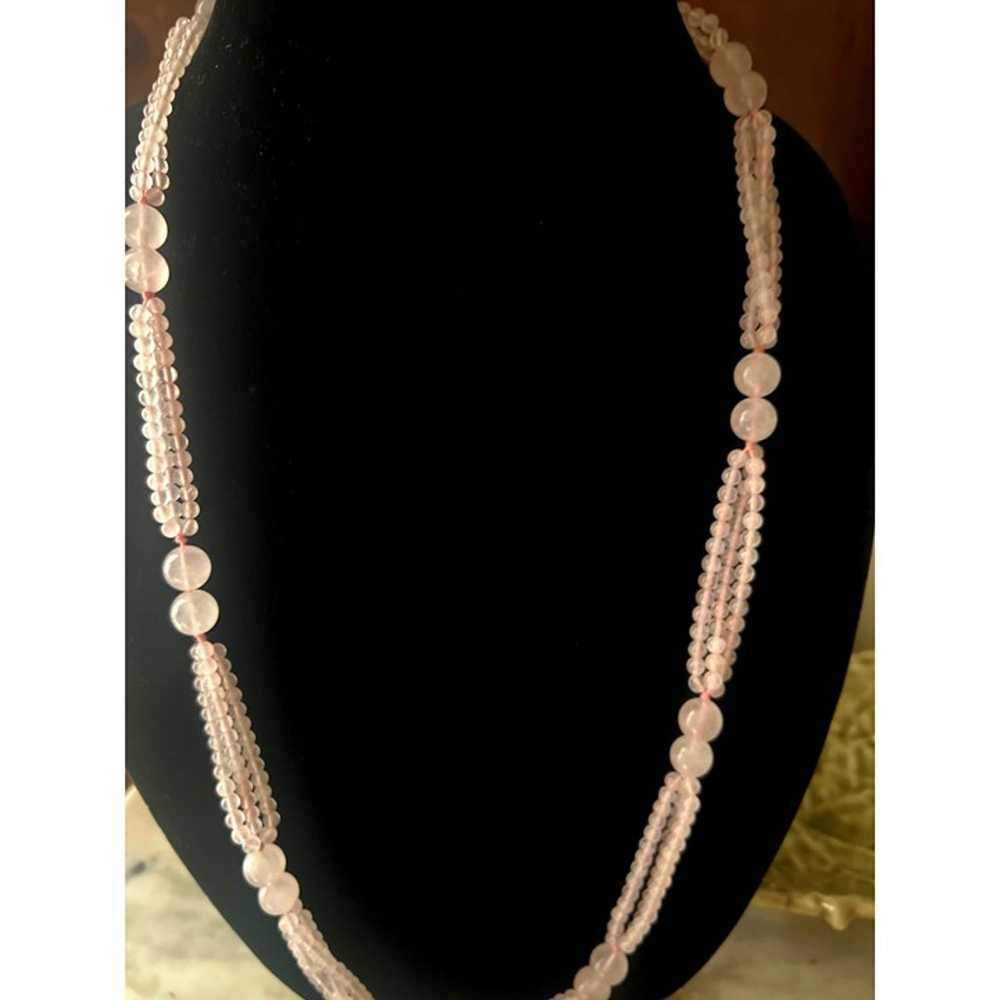 Beaded Necklace Gemstones Pink Jadeite Tourmeline… - image 5