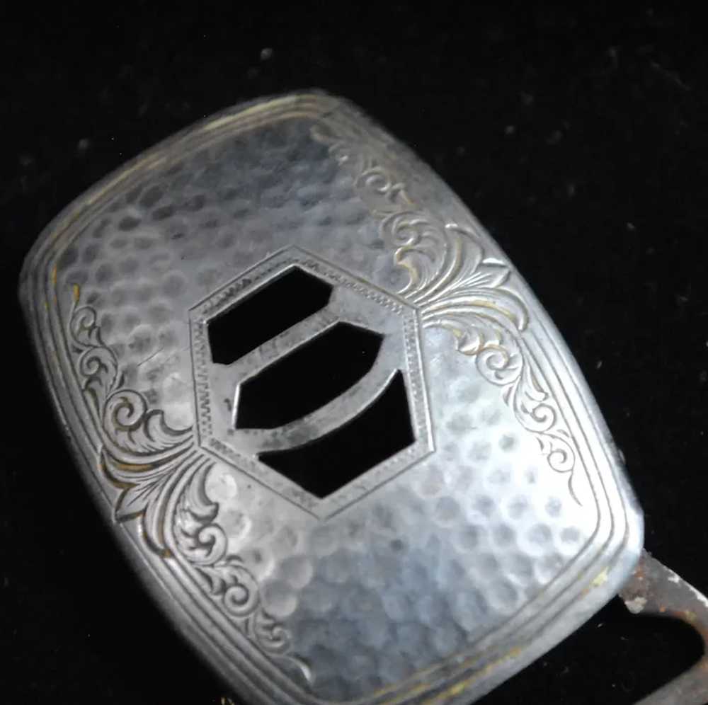 1920s Silverplated Engraved Art Deco Belt Buckle - image 4