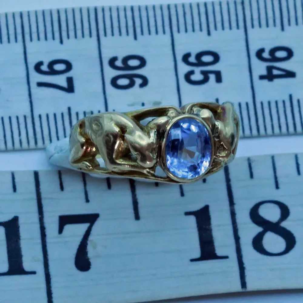 Antique Art Nouveau Victorian ring 14k gold sapph… - image 4