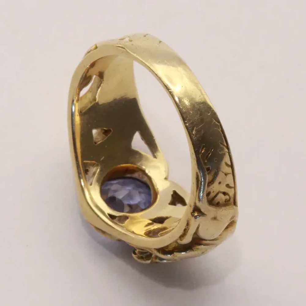 Antique Art Nouveau Victorian ring 14k gold sapph… - image 6