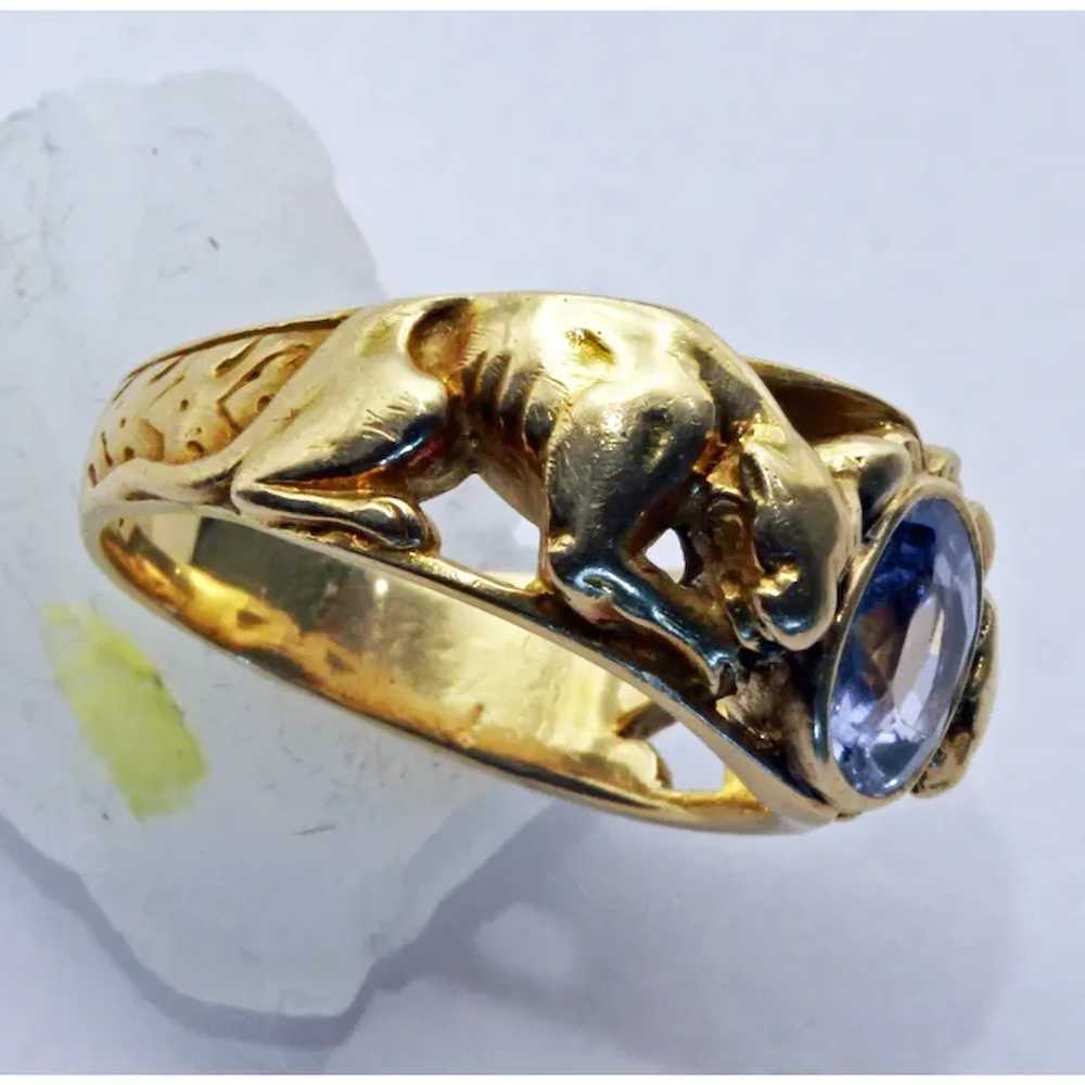 Antique Art Nouveau Victorian ring 14k gold sapph… - image 9