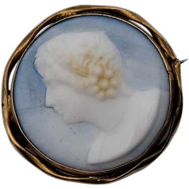 Porcelain cameo white blue woman gold lapel lapel 