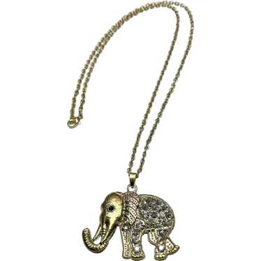 Vintage rhinestone elephant necklace