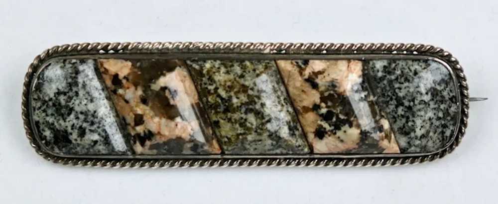 Rare Large Scottish Victorian Granite Brooch - image 2