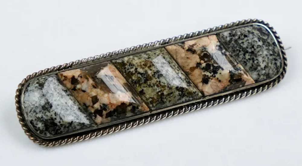 Rare Large Scottish Victorian Granite Brooch - image 7