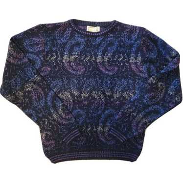 Vintage 1990s Blue Paisley Foxcroft 100% Pure Wool