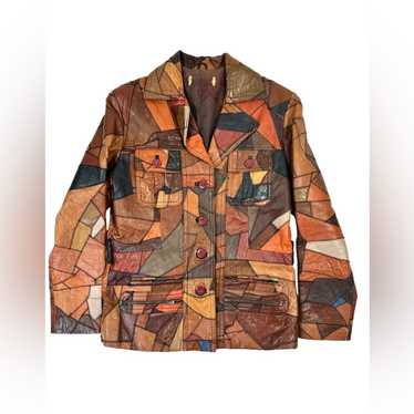 Vintage 70s leather patchwork jacket - Gem