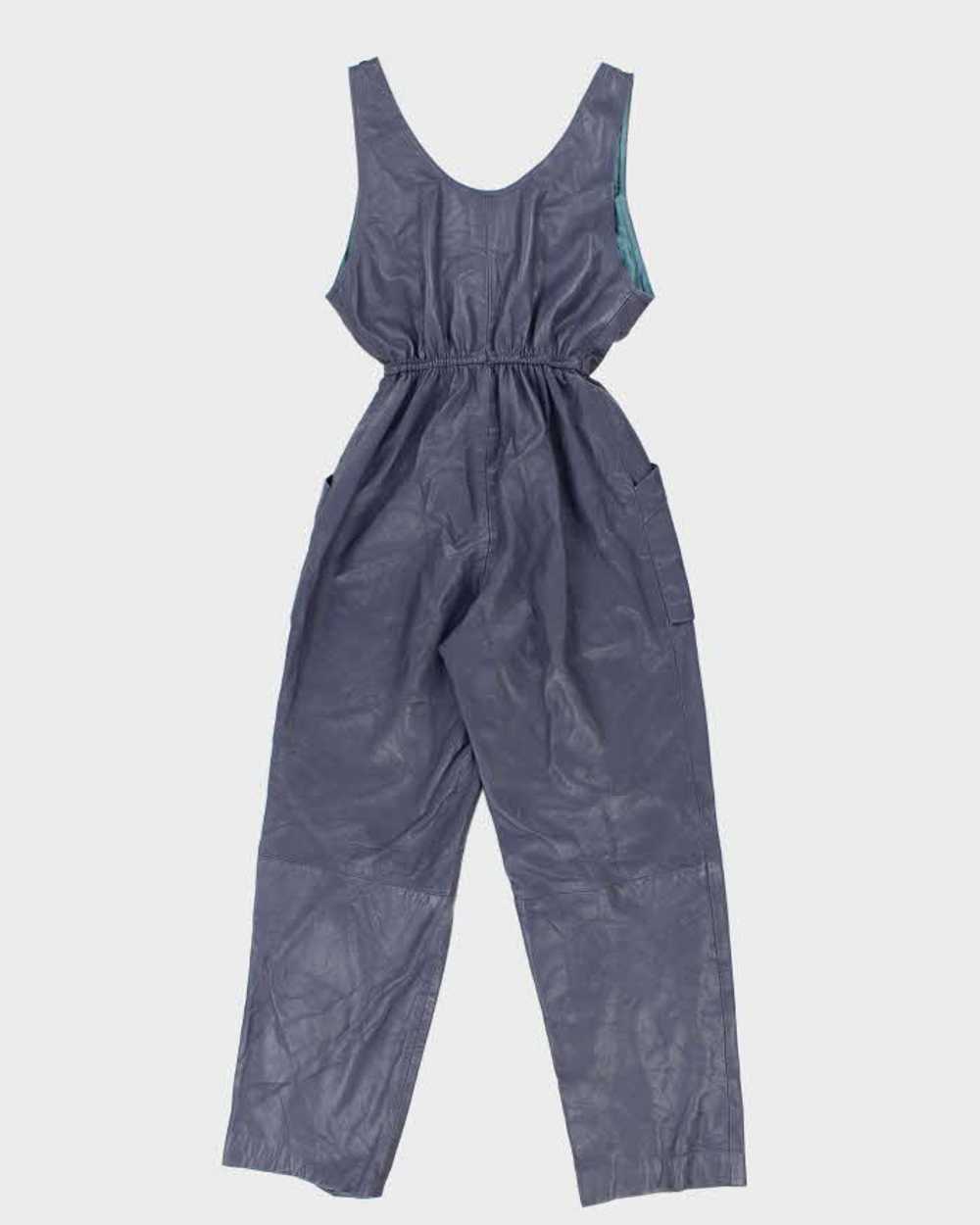 Womens 1980s Purple Leather Dungarees Jumpsuit - … - image 2