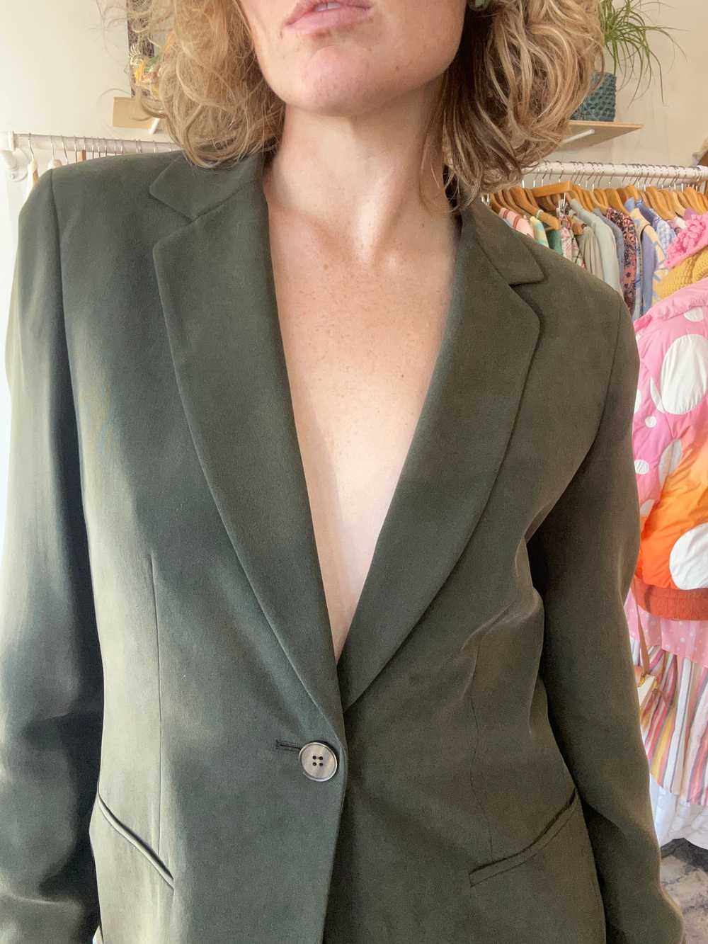 Vintage Chaus Green Silk Three Piece Suit - image 4