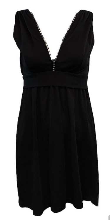 60s Black Mod Rhinestone Zipper Mini Dress - image 1