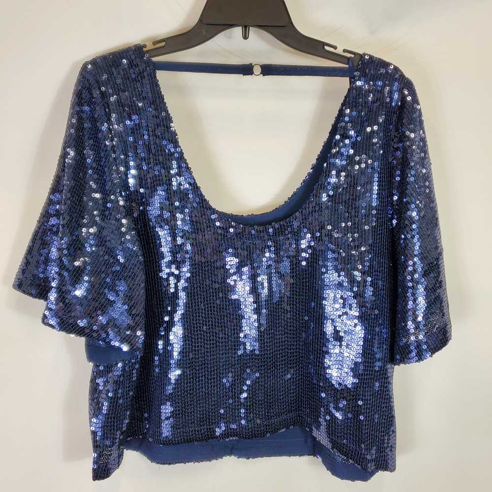 Free People Women Navy Sequin Blouse SZ L NWT - image 2