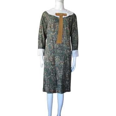 SALE 1970 Era Schoolgirl Style Dress in Earth Ton… - image 1